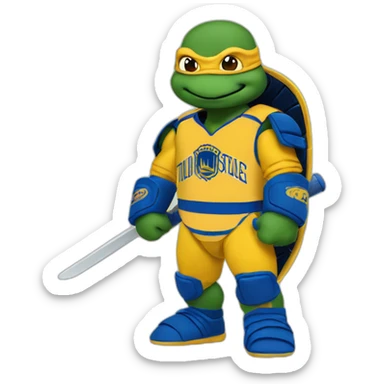 ninja turtle wearing a golden state jersey sticker