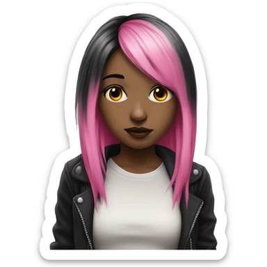 Hyperreal emo girl with pink and black hair sticker