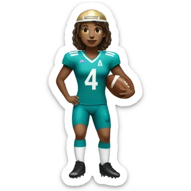 A Football Player women with number 4 with a crown and a Ball under her foot   sticker