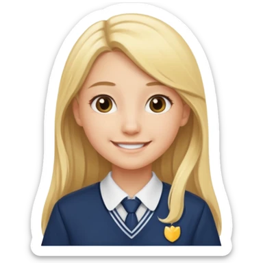haz una chica rubia poniendose un uniforme de colegio de pelo un poco largo sticker