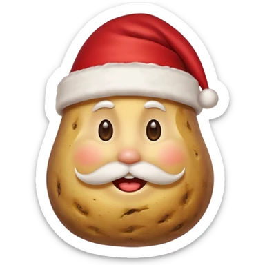 Potato with a smile face and a Santa Christmas hat on sticker