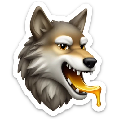 Wolf licking honey sticker