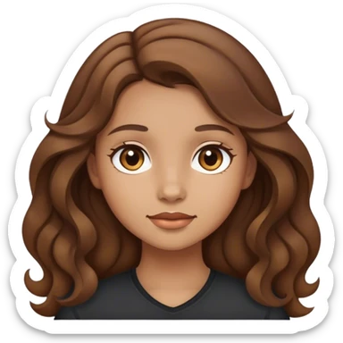 Light tan skin and wavy brown hair ,girl pretty, sticker