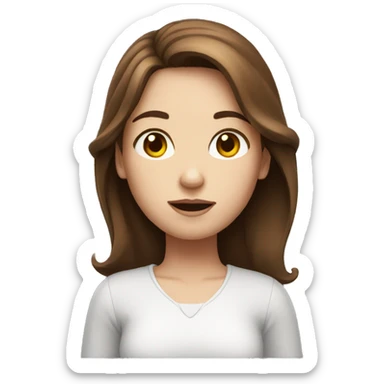 Girl with brown hair and white skin shrugging sticker