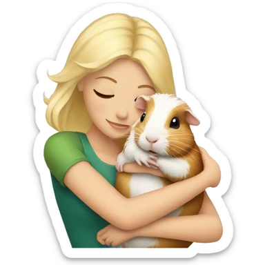 Blonde Woman hugging a guineapig sticker