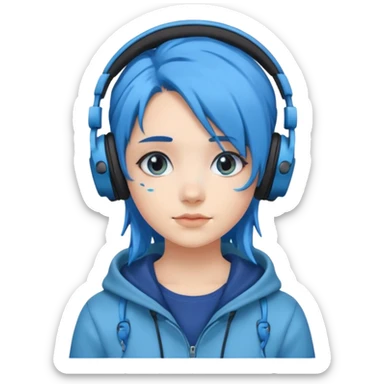 blue haired earringed heaphone wearing girl sticker