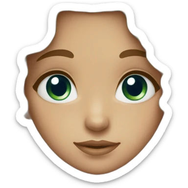 girl with chestnut brown curly and green blue eyes sticker