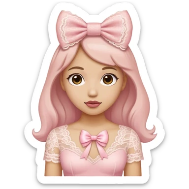 cute coquette light pink lace bow only  sticker
