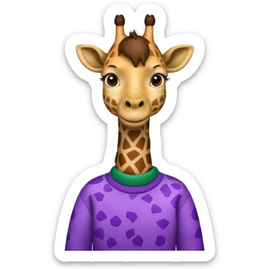 giraffe wearing green and purple sweater sticker
