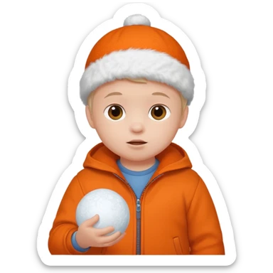 baby boy in orange with snowball











 sticker