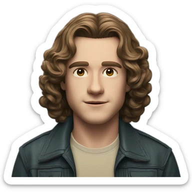 Eddie Munson Joseph Quinn with curled long hair stranger things sticker