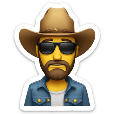 sad bearded man with cowboy hat and sunglass with thumb down sticker