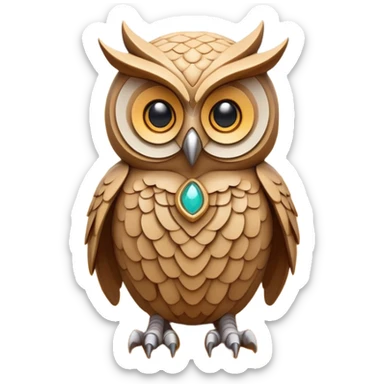 A guardian made of interlocking dunes that forms temporary bodies from compressed sand, adorned with gemstone eyes that change color to warn of approaching sandstorms or oasis locations. owl body sticker