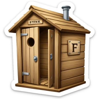 A trophy in the shape of an outhouse there are at he base “I stink at FF” sticker