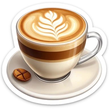 expensive artisanal latte in a cafe from upward view perspective, latte art, fancy coffee drink sticker