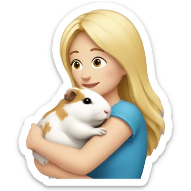 Blonde Woman hugging a guineapig sticker
