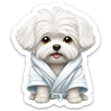 Maltese bichon in a bathrobe sticker
