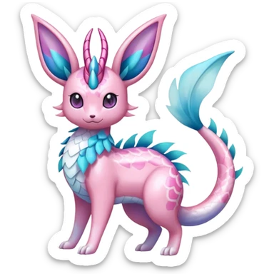 Shiny Cute Milotic-Sylveon-Espeon-Vaporeon-Dragonair-Pokémon-hybrid-fusion full body sticker