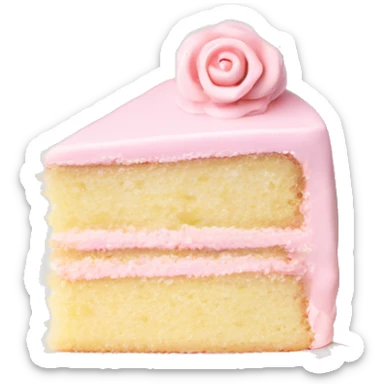 Piece of light pink cake on a white regency cute saucer sticker