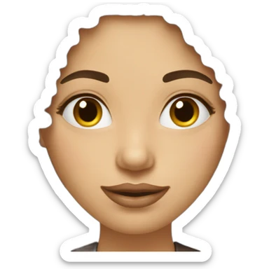 femme avec cheveux long marron foncé bouclé peau beige foncé sticker