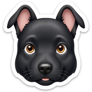 Black dog with small white spot on nose and ears up sticker