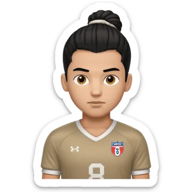 a pretty male bratz footballer. black hair tied in a manbun. light brown skin sticker