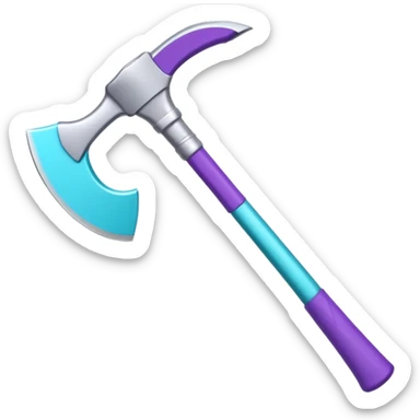 Axe with purple handle with silver blade with cyan edge sticker