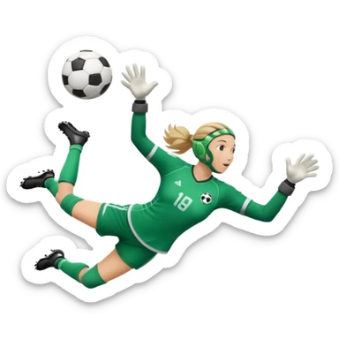 make a girl goalie diving through the air with a soccer ball in her hands sticker