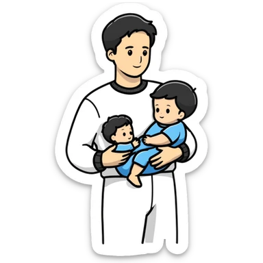 White man holding a child, parent and child sticker