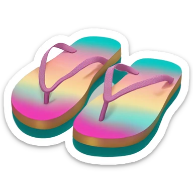 Realistic teal pink and gold ombre flip flop. sticker
