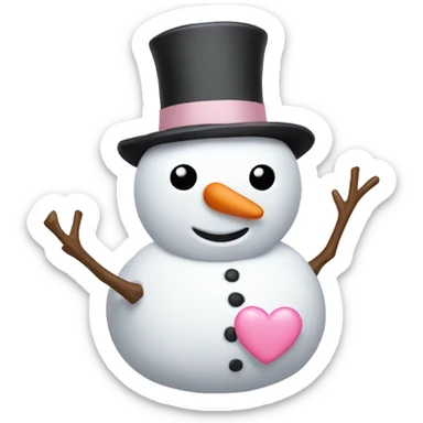 Snowman with light pink heart eyes sticker