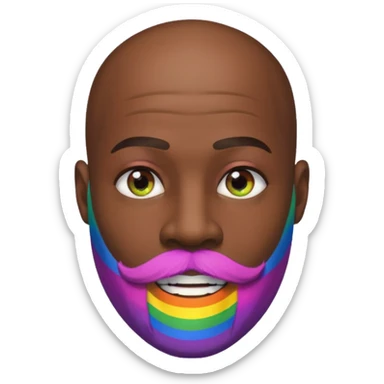   Gay African Man with rainbow skin with beard and bald head  sticker