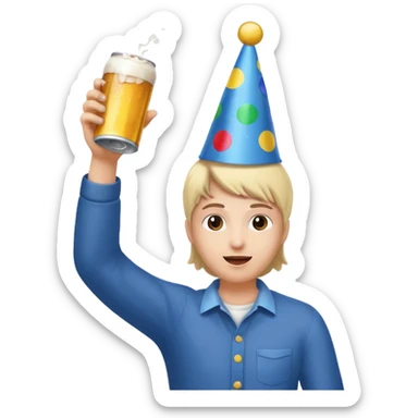 throwing beer can with the arm up in the air at party sticker