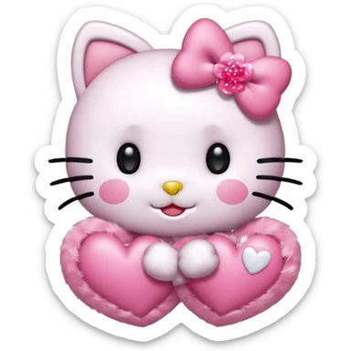 Cute hello kitty with hearts sticker