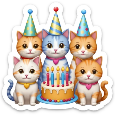 12 cats at a birthday party sticker
