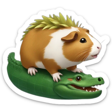 Guinea pig riding on top of a crocodile sticker