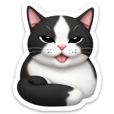 Tuxedo Cat asleep with tongue out sticker