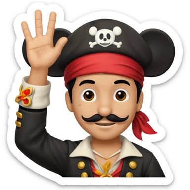 Pirate wearing Mickey Mouse ears raising his hand sticker