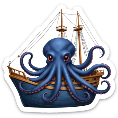 Kraken – Giant octopus with tentacles wrapping a ship sticker