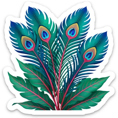 Futuristic, bold, colorful, highly detailed, isolated 3D render, lush full soft appearance, very colorful highly futuristic unrealistic Peacock Begonia feathers, that have a 3D appearance, 4k hd quailty  sticker