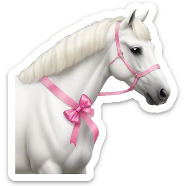 White horse with pink ribbon sticker