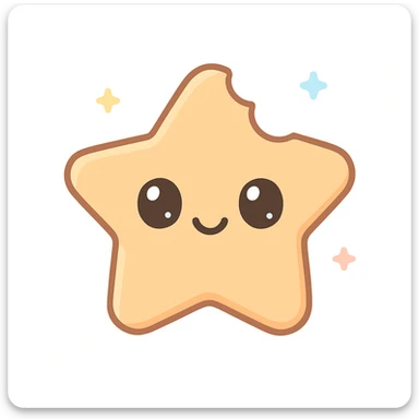 dalgona candy with star shape, bitten candy, inspired by Squid Game, kawaii style sticker