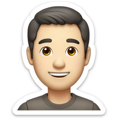 cute-dark-brown-haired-japanese-uncle-with-a-smiling,-thick-round-face,-slightly-droopy-eyes,-thin-eyebrows-and-a-large-head,-holding-a-colored-brush-and-a-graphite-pencil sticker