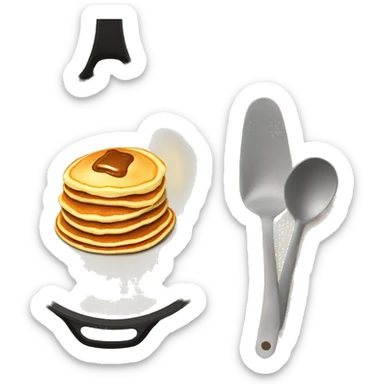 Pancakes in a frying pan and on a plate sticker
