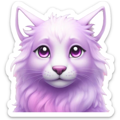 Kawaii colorful bright light pastel lilac-pink-white-gradient fantasy ethereal anthro fursona animal creature sticker