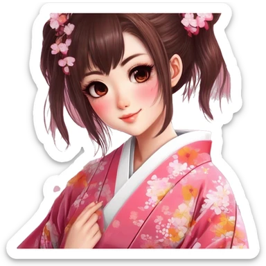 girl japanese in kimono sticker