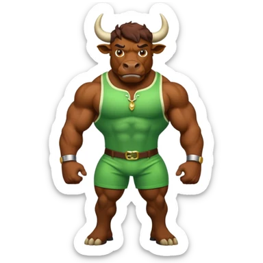 Green bull with clothes sticker