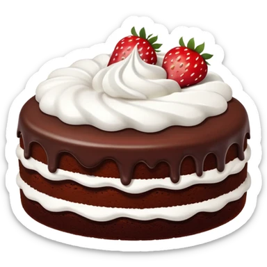chocolate cake with whipped cream and strawberries sticker