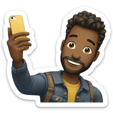 Man take a selfie with iPhone 15 sticker
