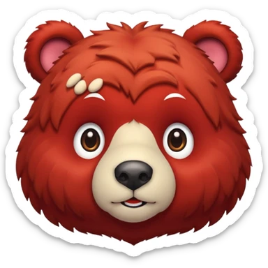 red bear face sticker